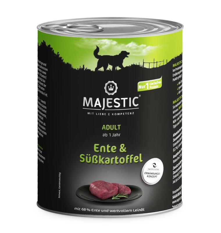MAJESTIC Nassfutter mit Ente und Süßkartoffel 800g