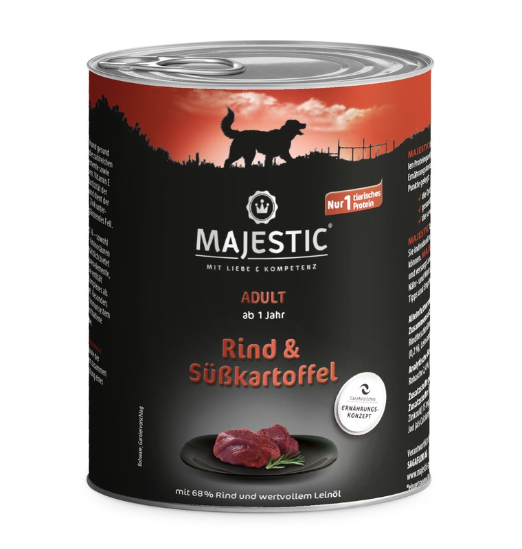 MAJESTIC Nassfutter mit Rind und Süßkartoffel 800g