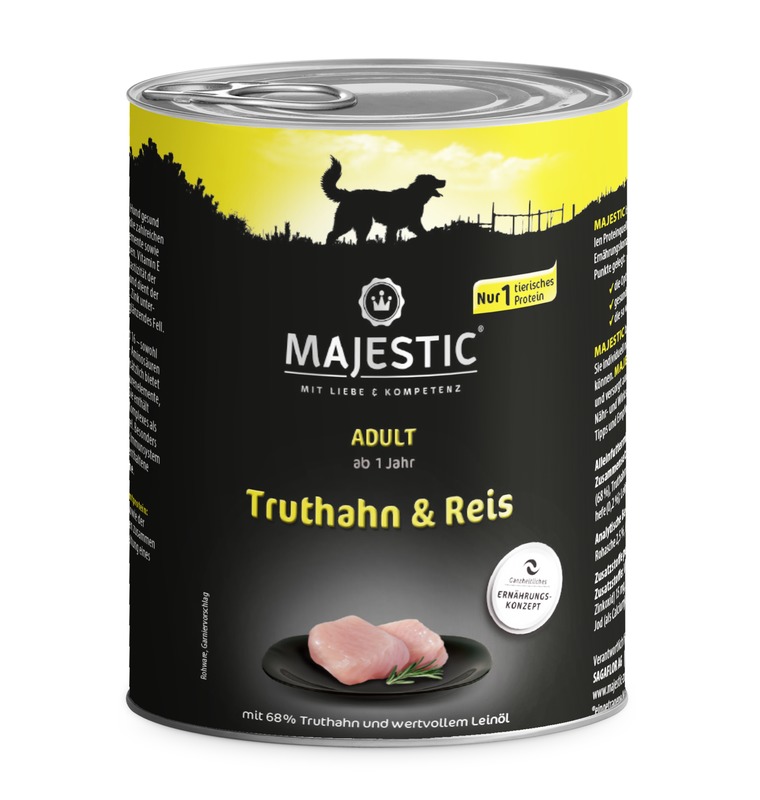MAJESTIC Nassfutter mit Truthahn und Reis 800g