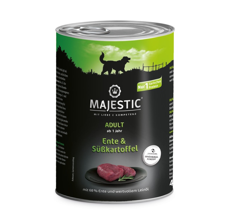 MAJESTIC Nassfutter mit Ente und Süßkartoffel 400g