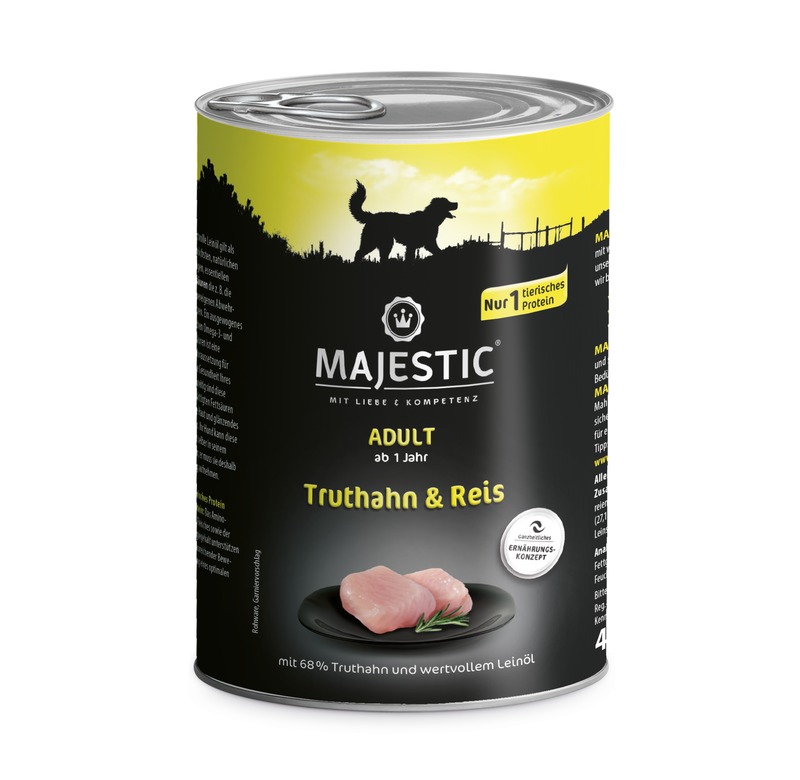 MAJESTIC Nassfutter mit Truthahn und Reis 400g