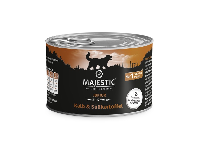 MAJESTIC Nassfutter Junior mit Kalb und Süßkartoffel 200g