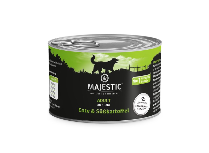 MAJESTIC Nassfutter mit Ente und Süßkartoffel 200g