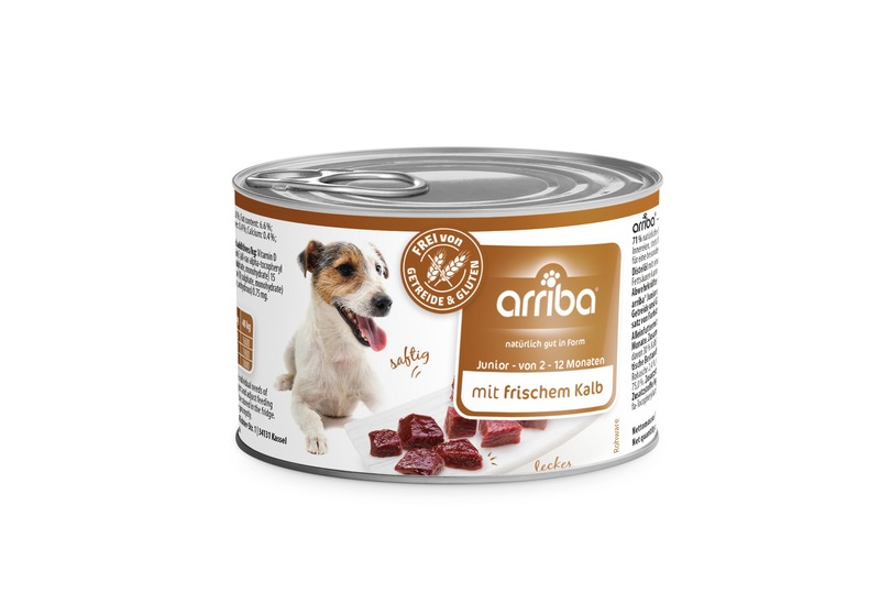 arriba Nassfutter Junior mit Kalb 200g