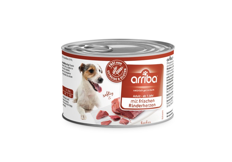 arriba Nassfutter mit Rinderherzen 200g