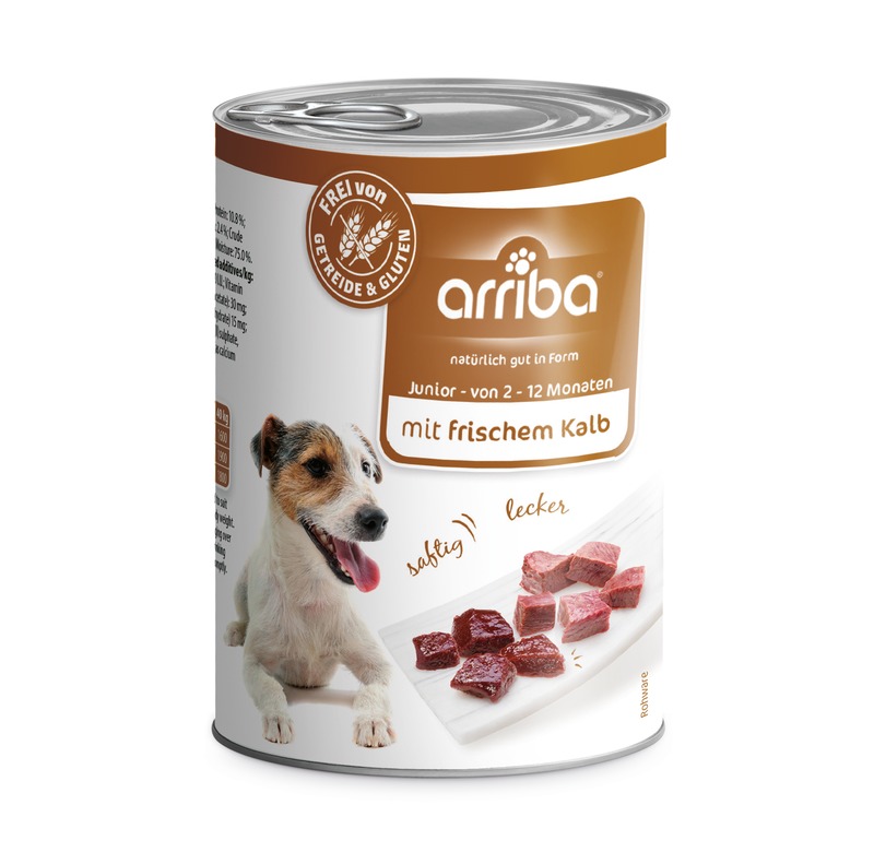 arriba Nassfutter Junior mit Kalb 400g