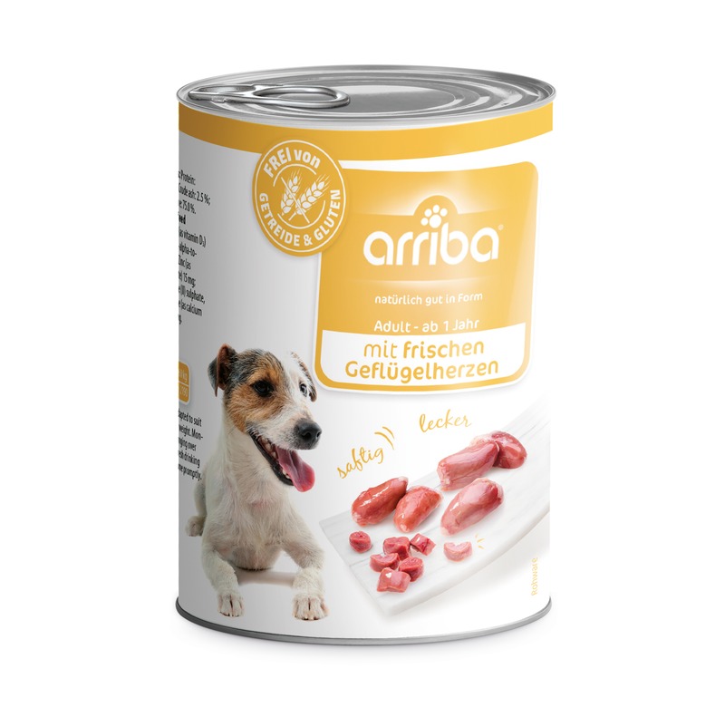 arriba Nassfutter mit Geflügelherzen 400g