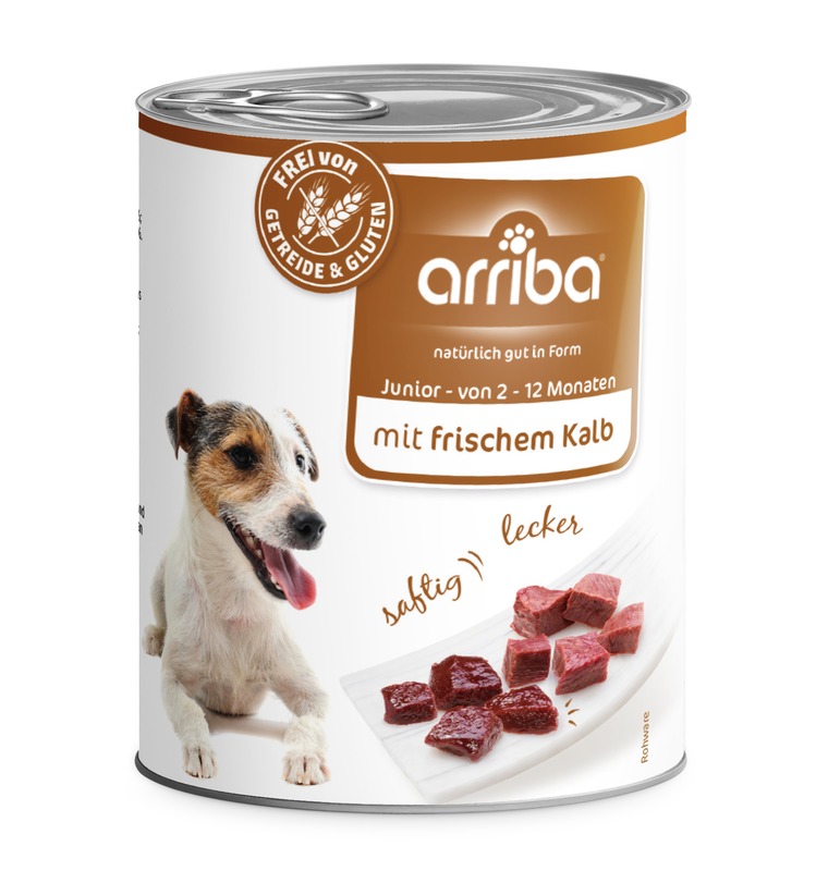 arriba Hundenassfutter Junior mit frischem Kalb 800g