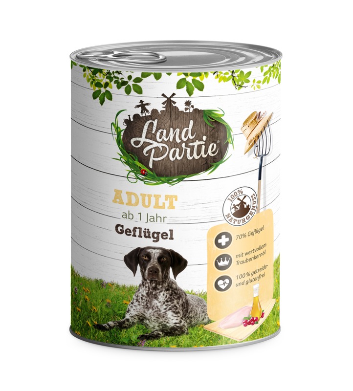 LandPartie Nassfutter Adult mit Geflügel 800g