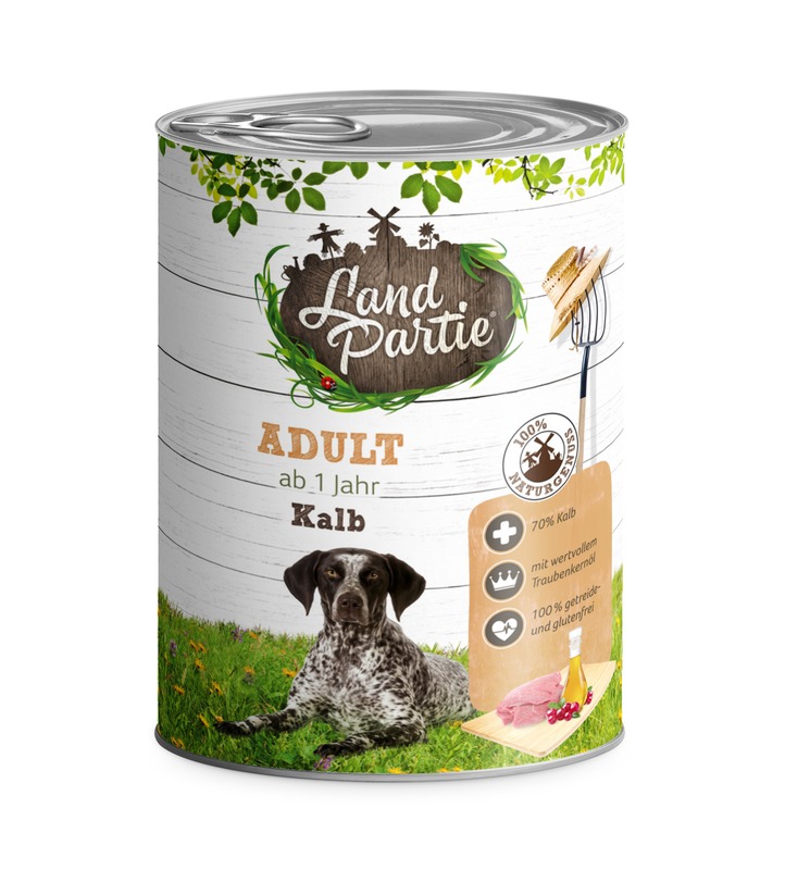 LandPartie Nassfutter Adult mit Kalb 800g