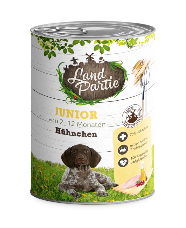 LandPartie Nassfutter Junior mit Hühnchen 800g