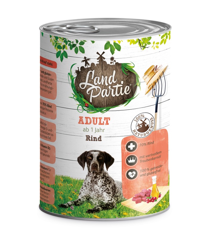 LandPartie Nassfutter Adult mit Rind 400g