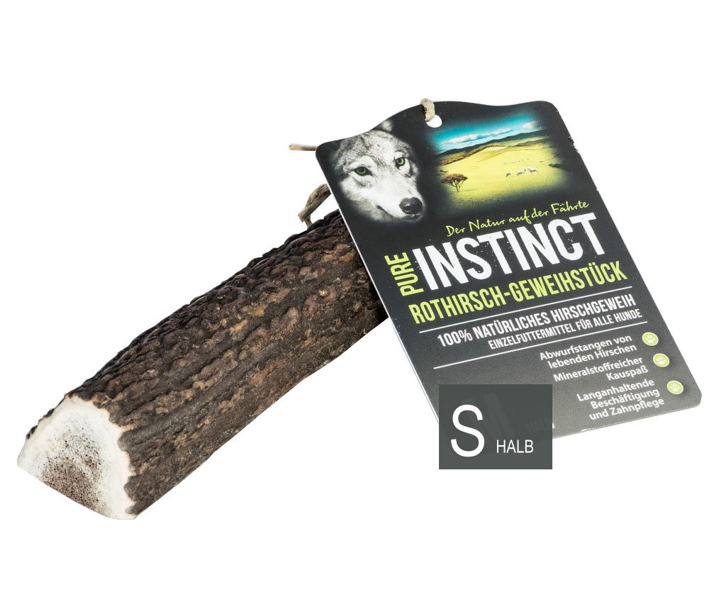 Pure Instinct Rothirsch-Geweihstück, halb S (50-80g)