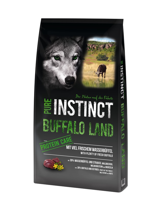 PURE INSTINCT Hundefutter Adult mit Büffel und Strauß 12kg (Buffalo Land)
