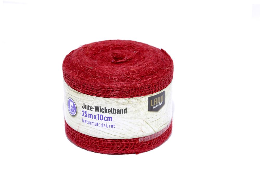 Jute- Wickelband / Streifen rot