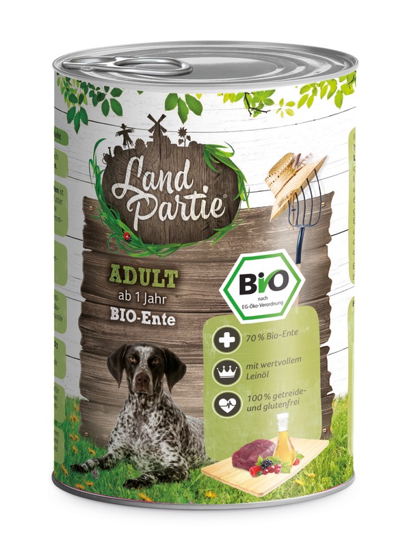 LandPartie Nassfutter Adult mit Ente 400g – Bio
