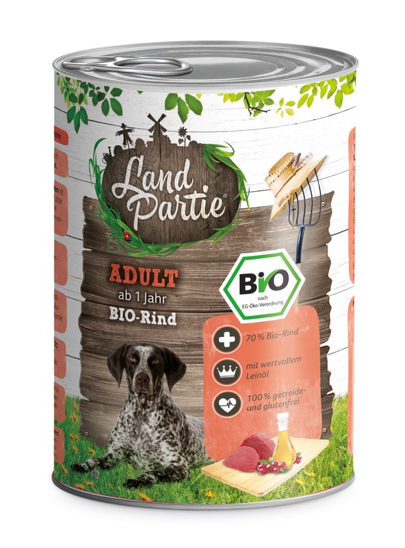 LandPartie Nassfutter Adult mit Rind 400g – Bio