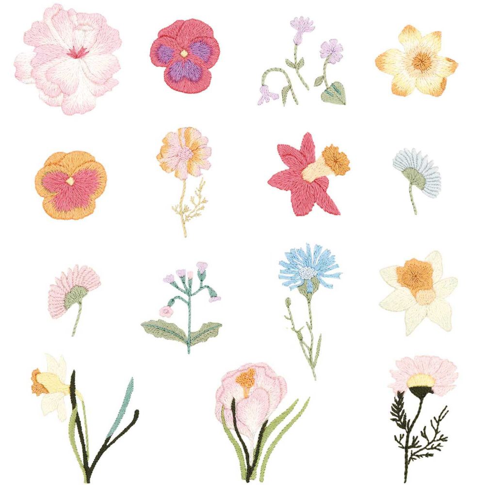 Rico Design Stick & Stitch Packung Frühlingsblumen