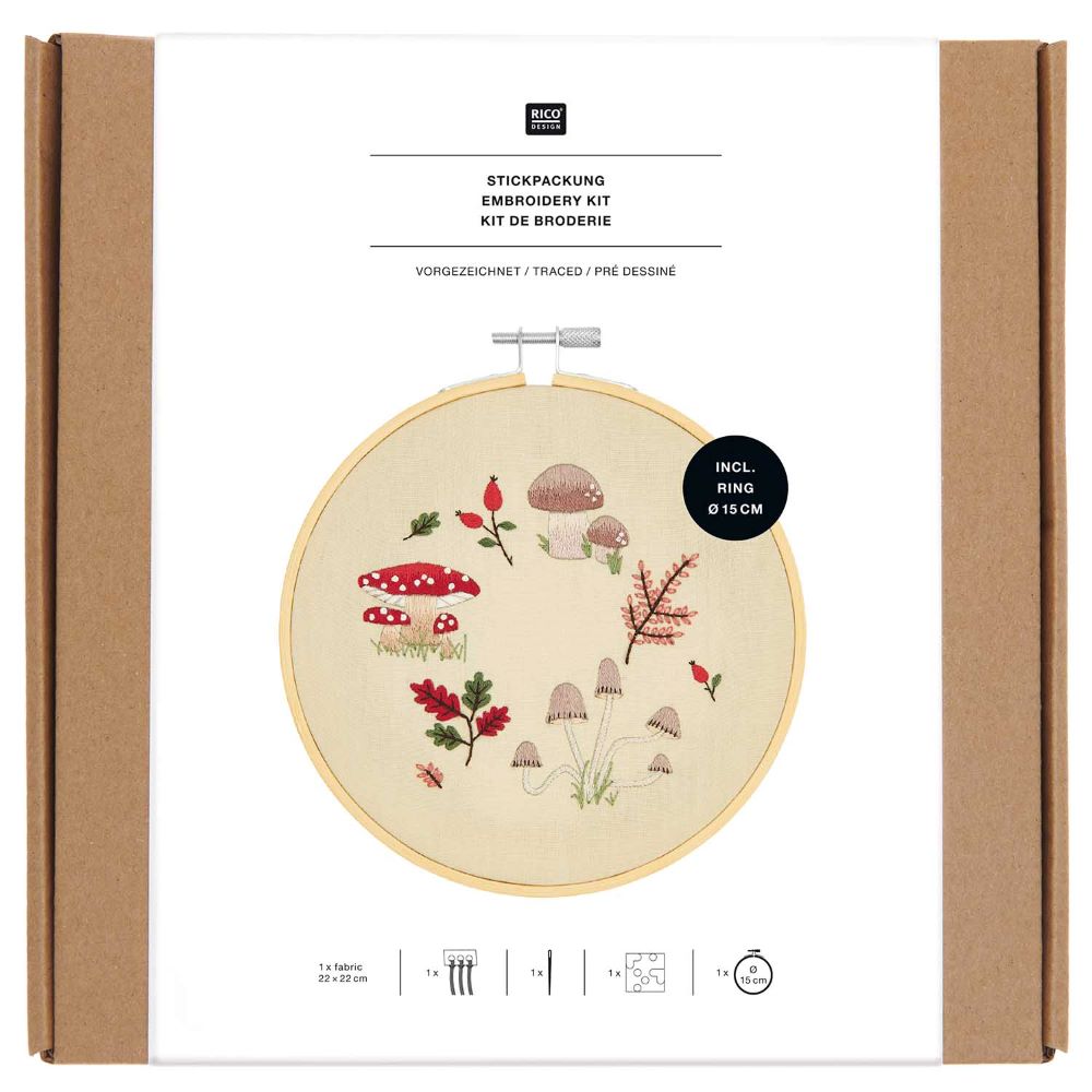 Rico Design Stickpackung Vorgezeichnet, Pilzkranz
