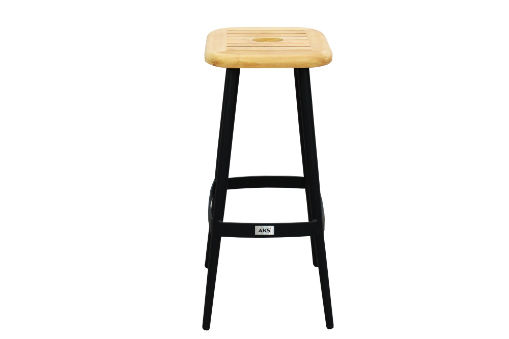 Barhocker Frisco Teakholz Aluminium schwarz