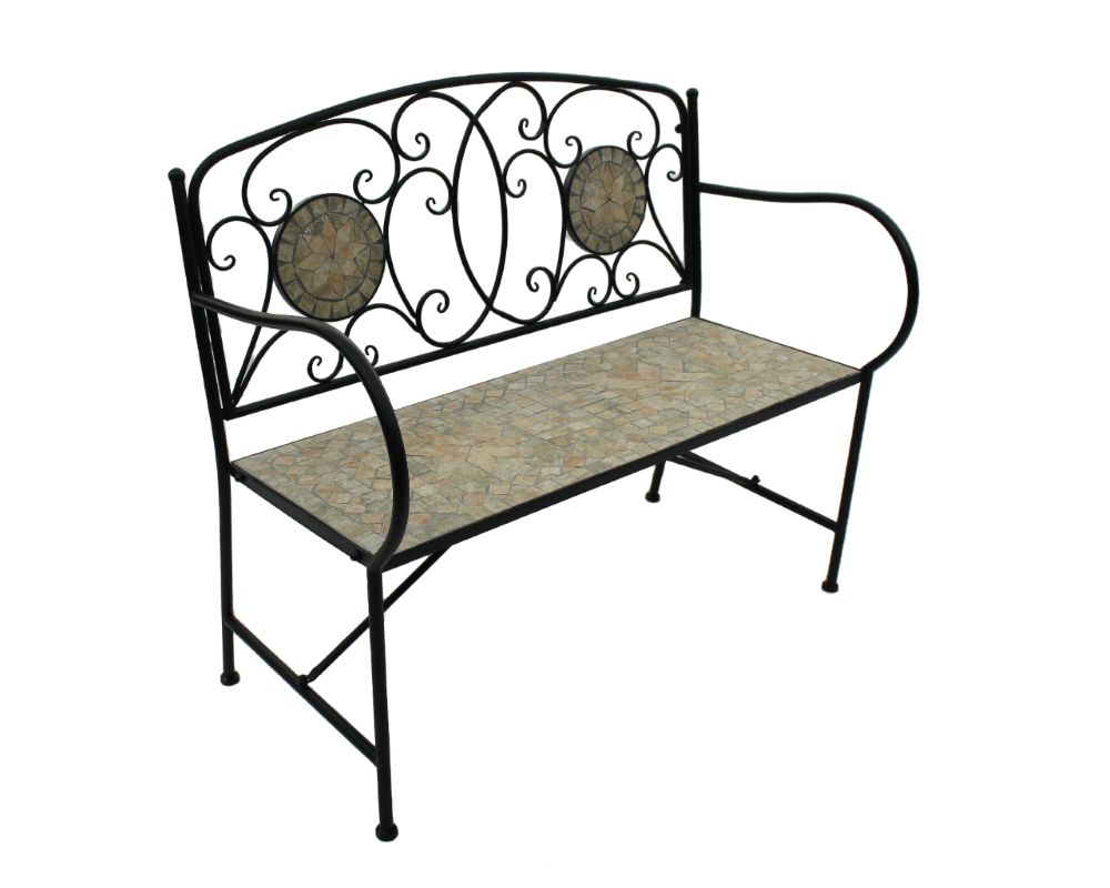 Bank Catania Mosaik Stern braun 106 x 41 cm