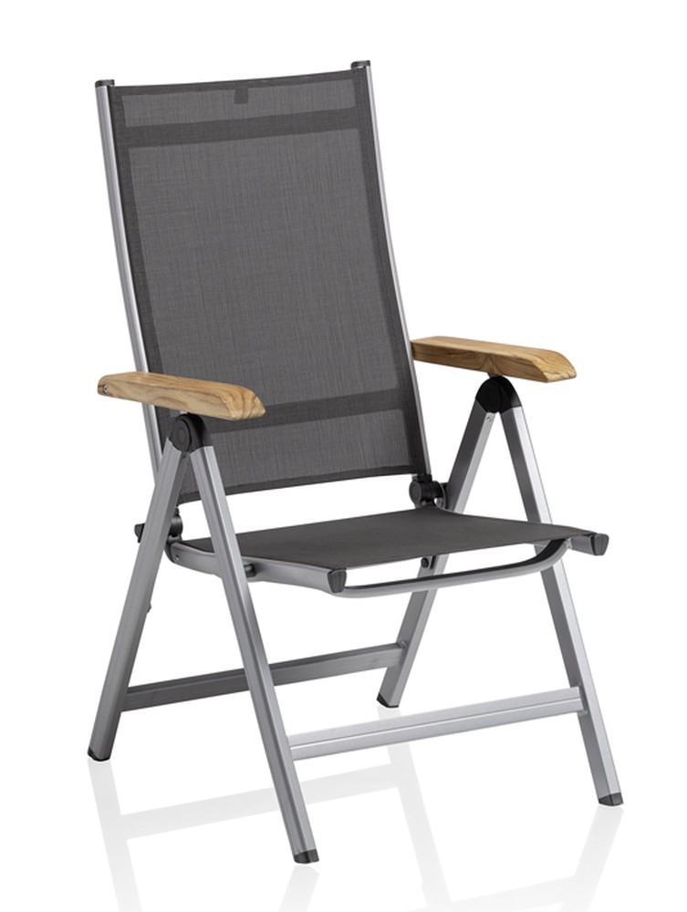 Sessel Granada silber/anthrazit Teakarmlehne