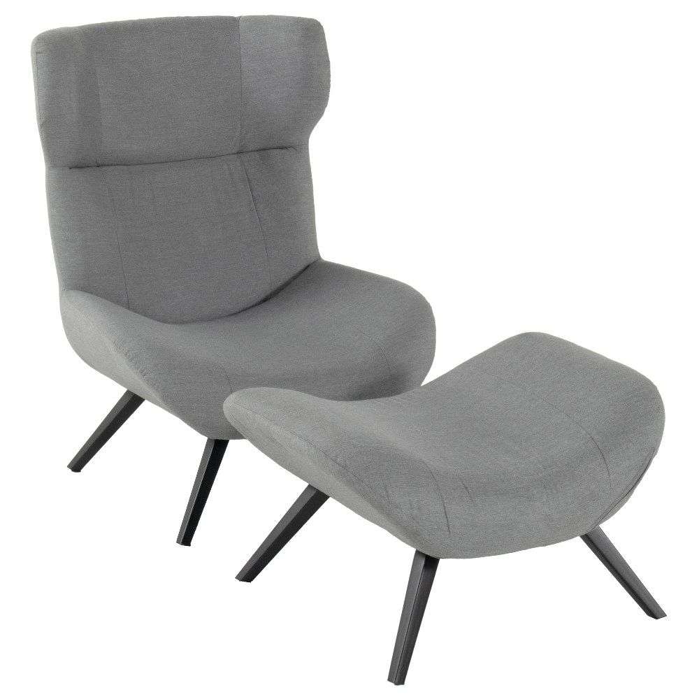 Ohrensessel Ellin mit Hocker mid grey