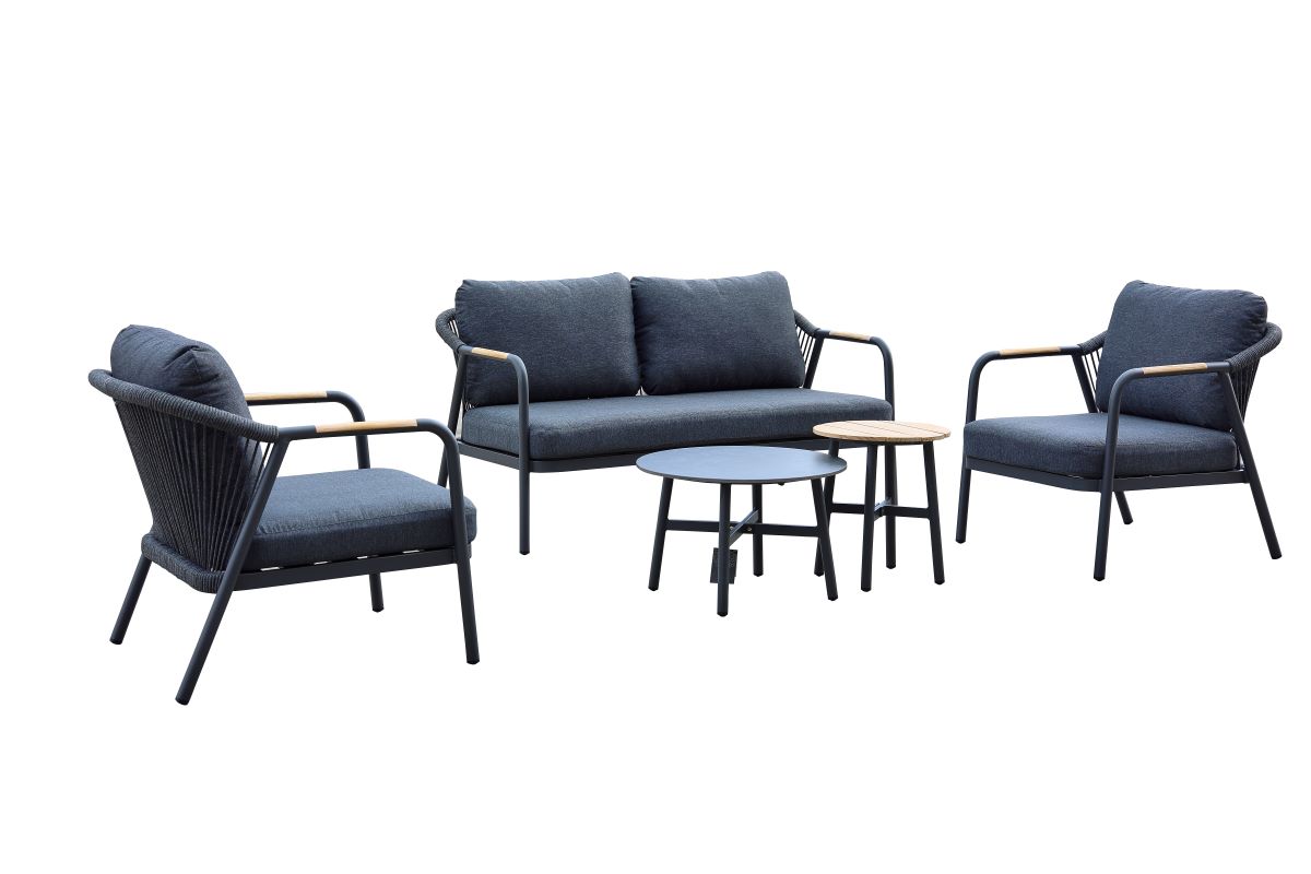 Loungegruppe Linndale 5-teilig grau/grau inkl. Kissen