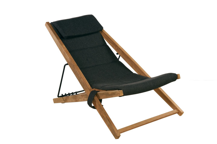Strandstuhl Polster schwarz/teak natur