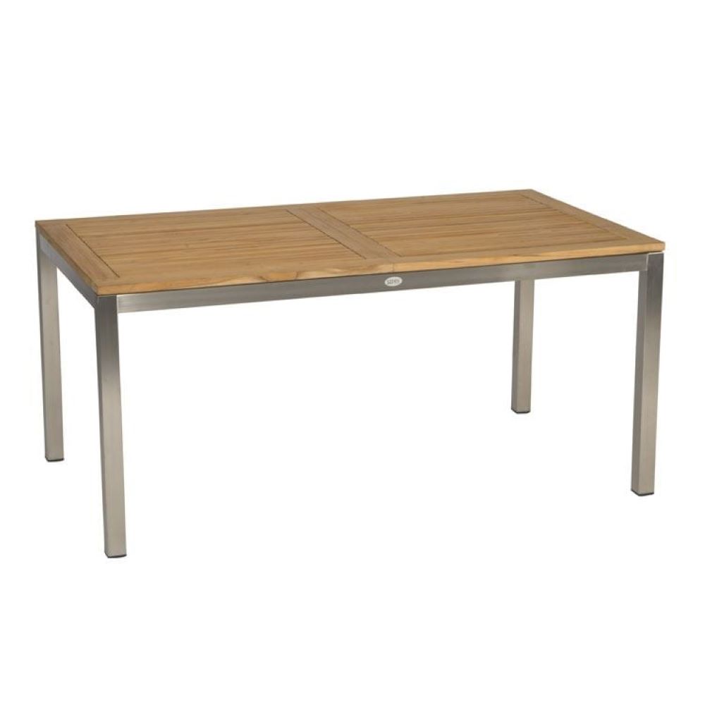Ausziehtisch 162 / 220 x 90 cm Edelstahl / Teak