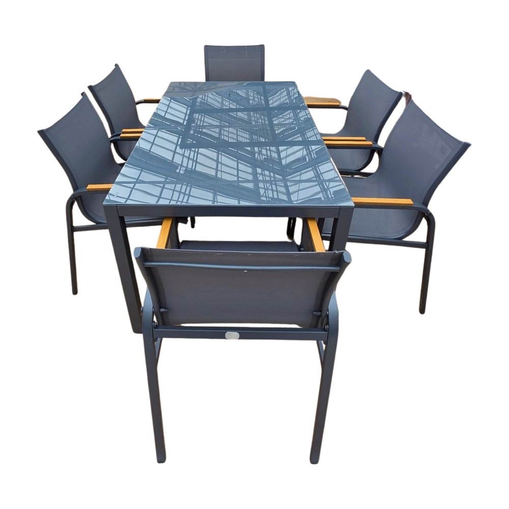 Cribel Diningset 7-teilig/grau ohne Kissen