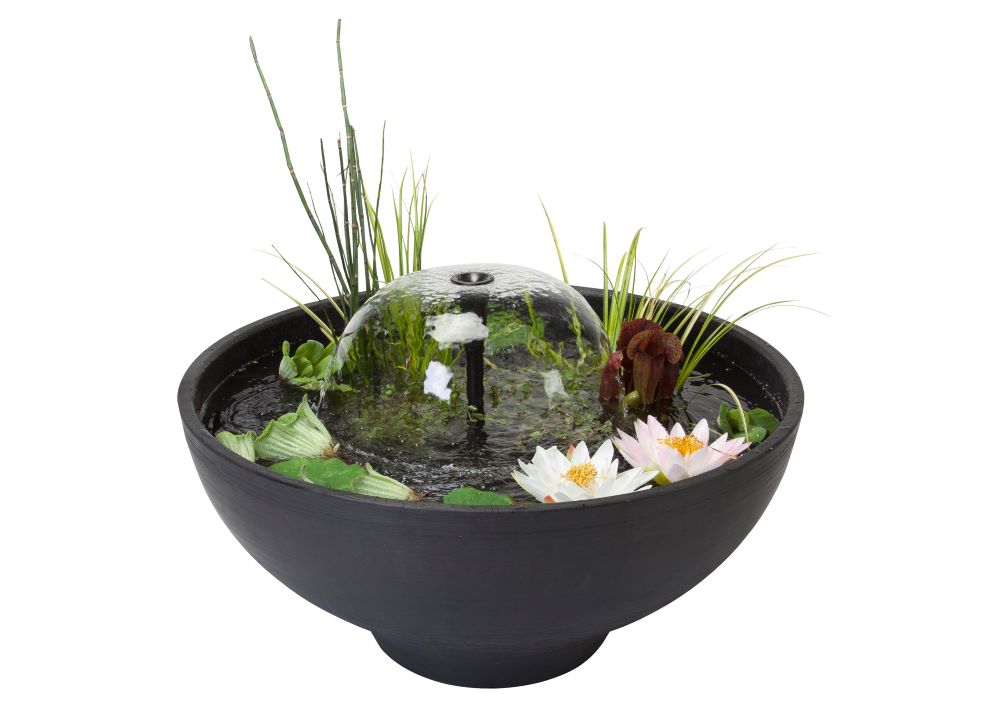 Miniteich mit Springbrunnenpumpe und Pflanzkorb 75 x 35 cm, schwarz