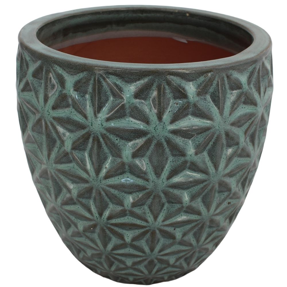 Pflanztopf Raute türkis/grün 27 x 26 cm