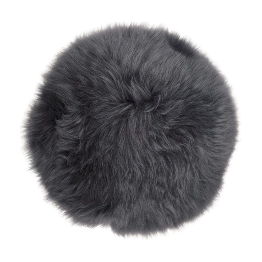 Lammfell Sitzkissen dark grey Ø 34 cm