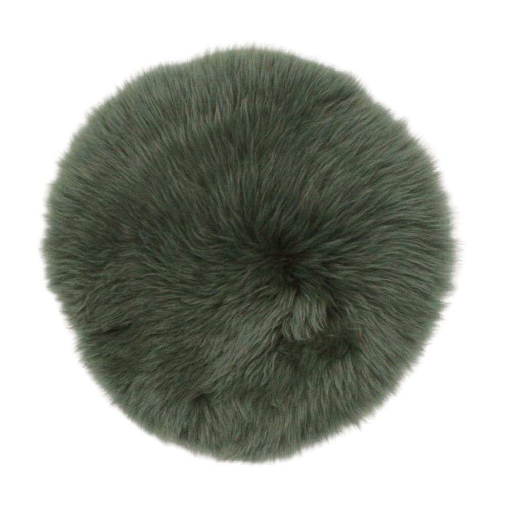 Lammfell Sitzkissen thyme green Ø 34 cm