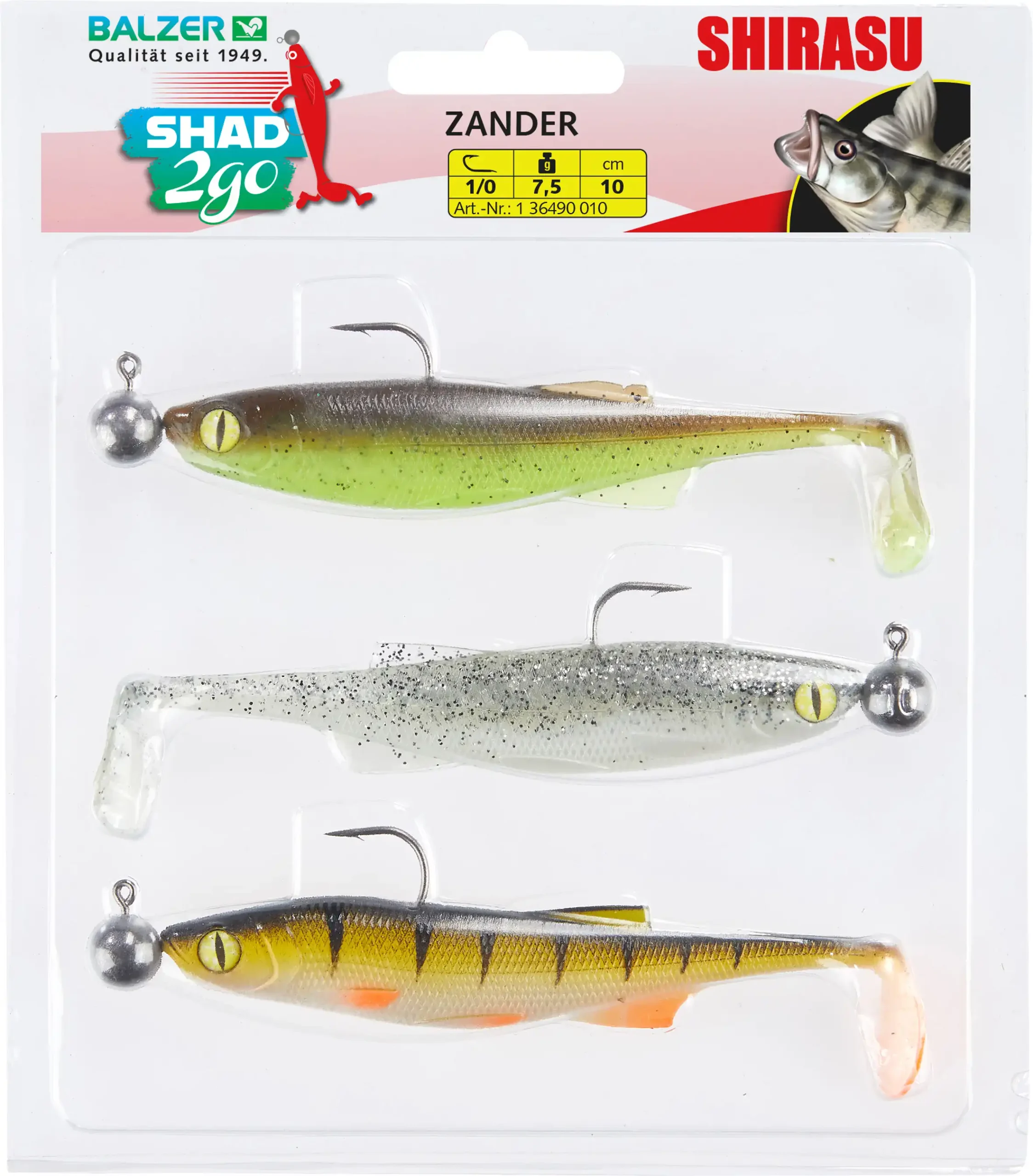Balzer Shad 2go Set 10cm Green Pumpkin, Highlight, Hot Perch