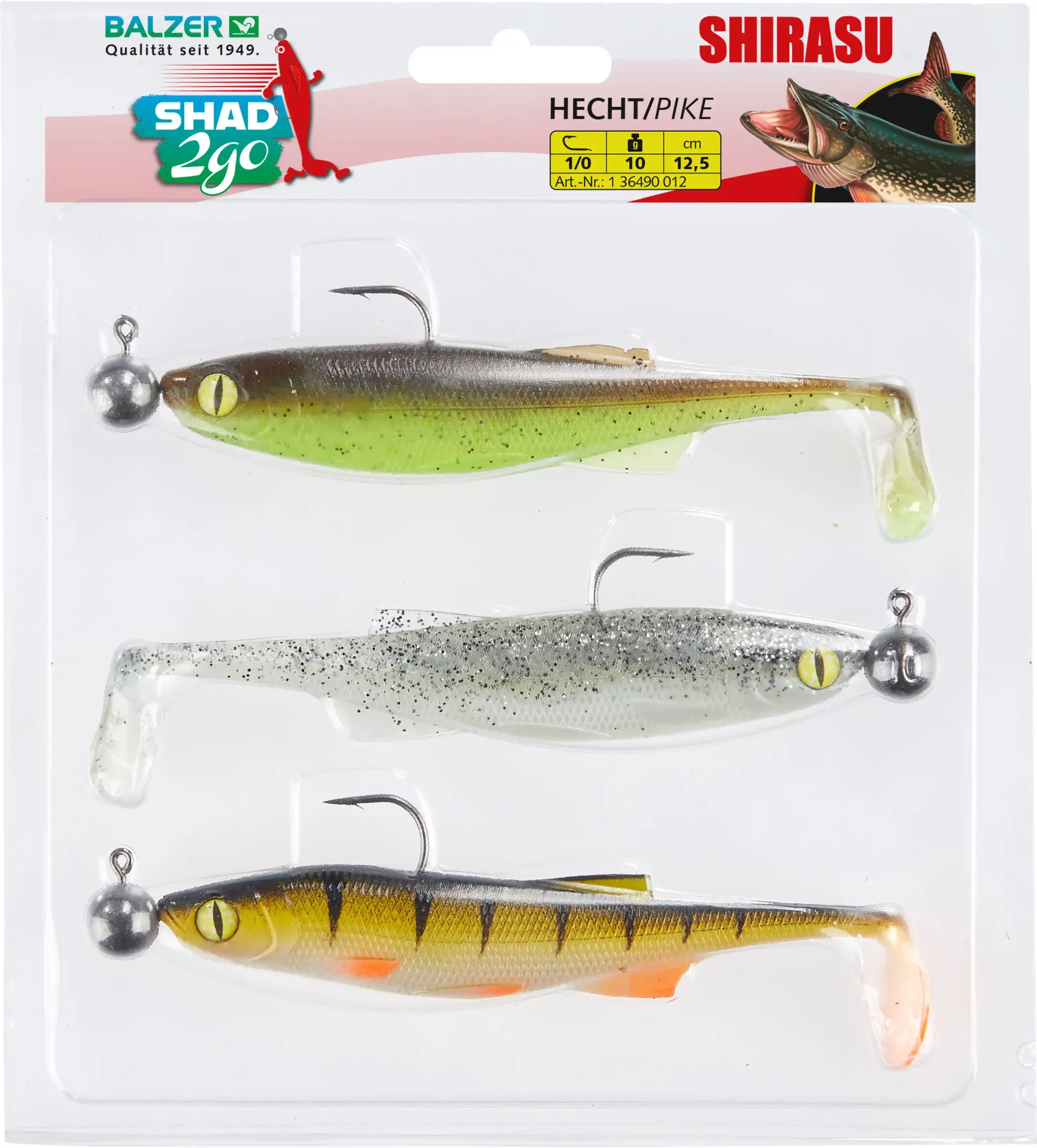 Balzer Shad 2go Set 12,5cm Green Pumpkin, Highlight, Hot Perch