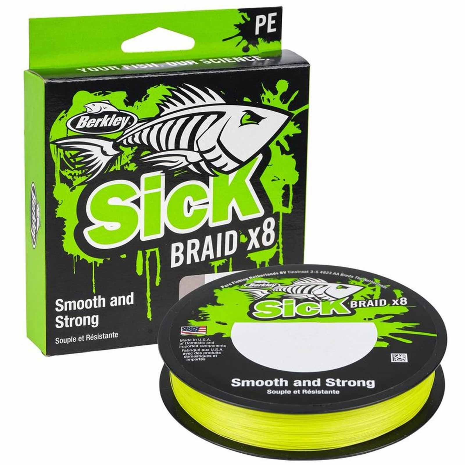 Berkley Sick Braid Hi-Viz Yellow 0,10mm Geflochtene Angelschnur Wunschlänge