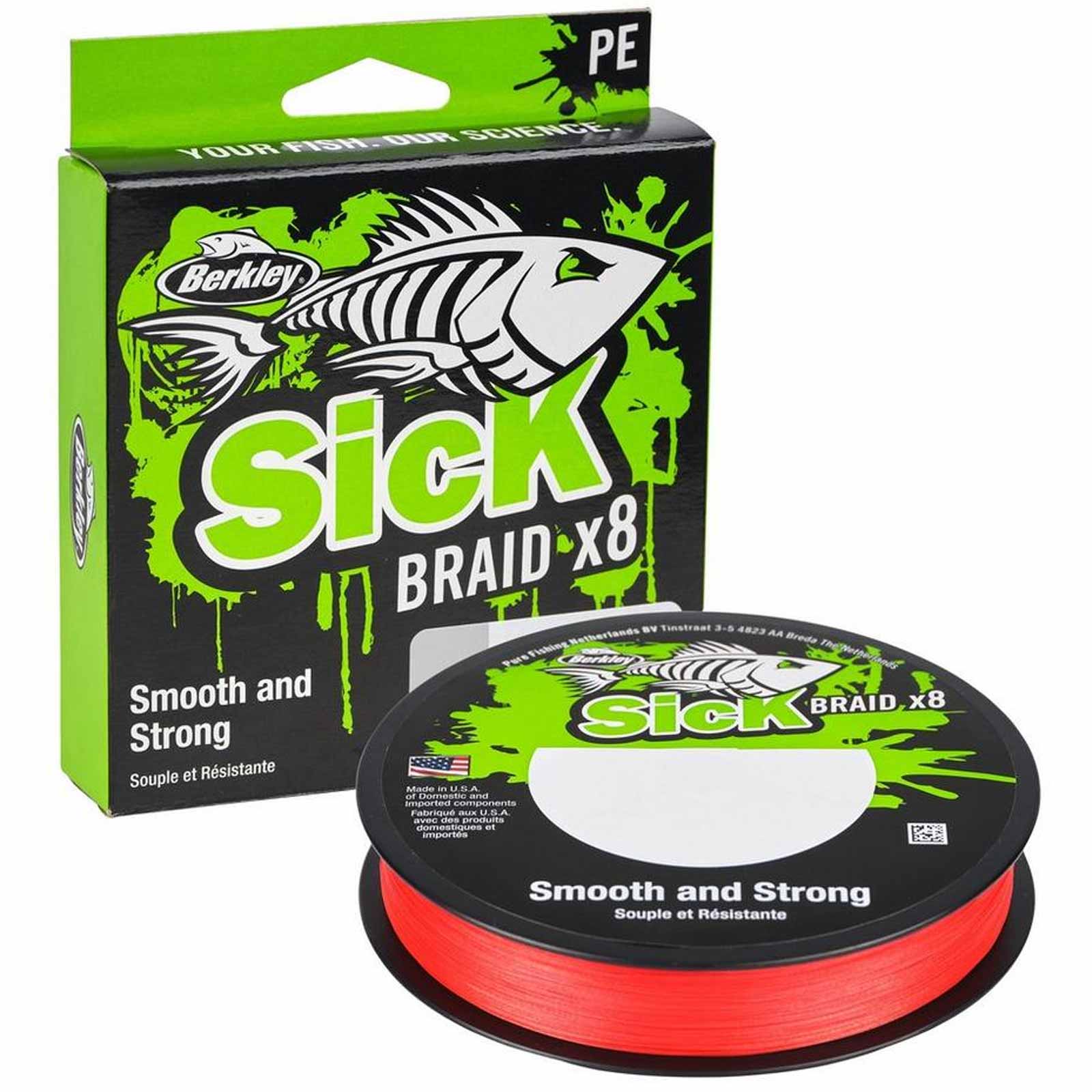 Berkley Sick Braid Red 0,10mm Geflochtene Angelschnur Wunschlänge