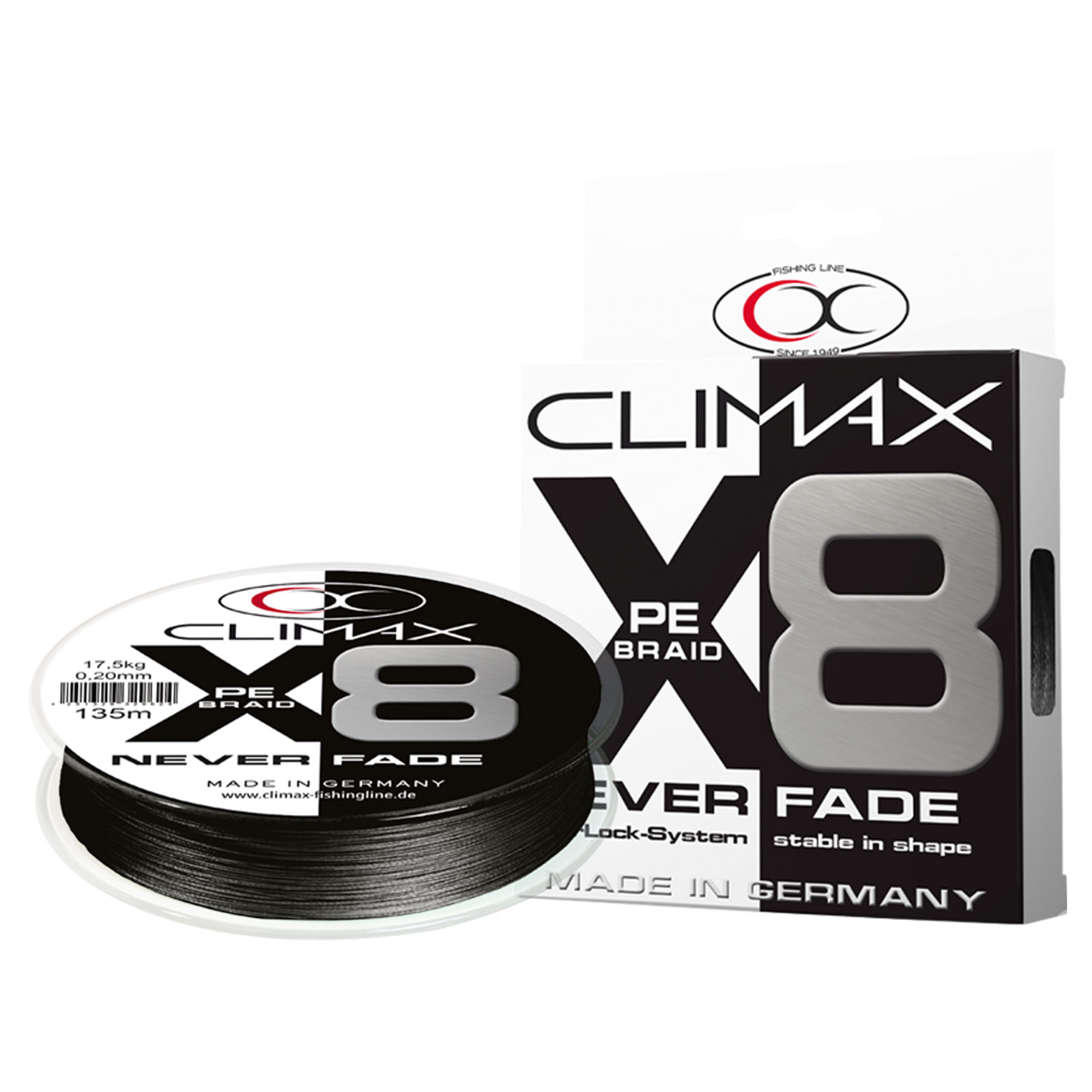 Climax 135m 0,10mm 8X Neverfade Braid Schwarz SB Geflochtene Angelschnur
