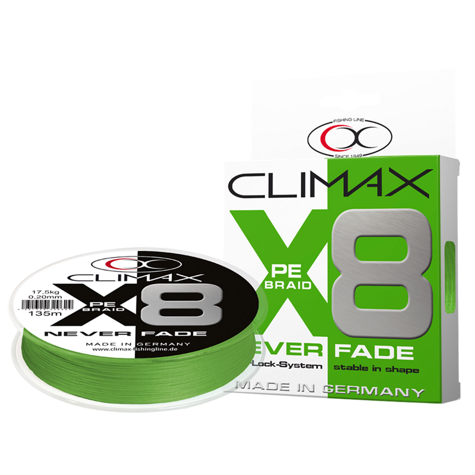 Climax 0,10mm 8X Neverfade Braid Chartreuse Geflochtene Angelschnur Wunschlänge