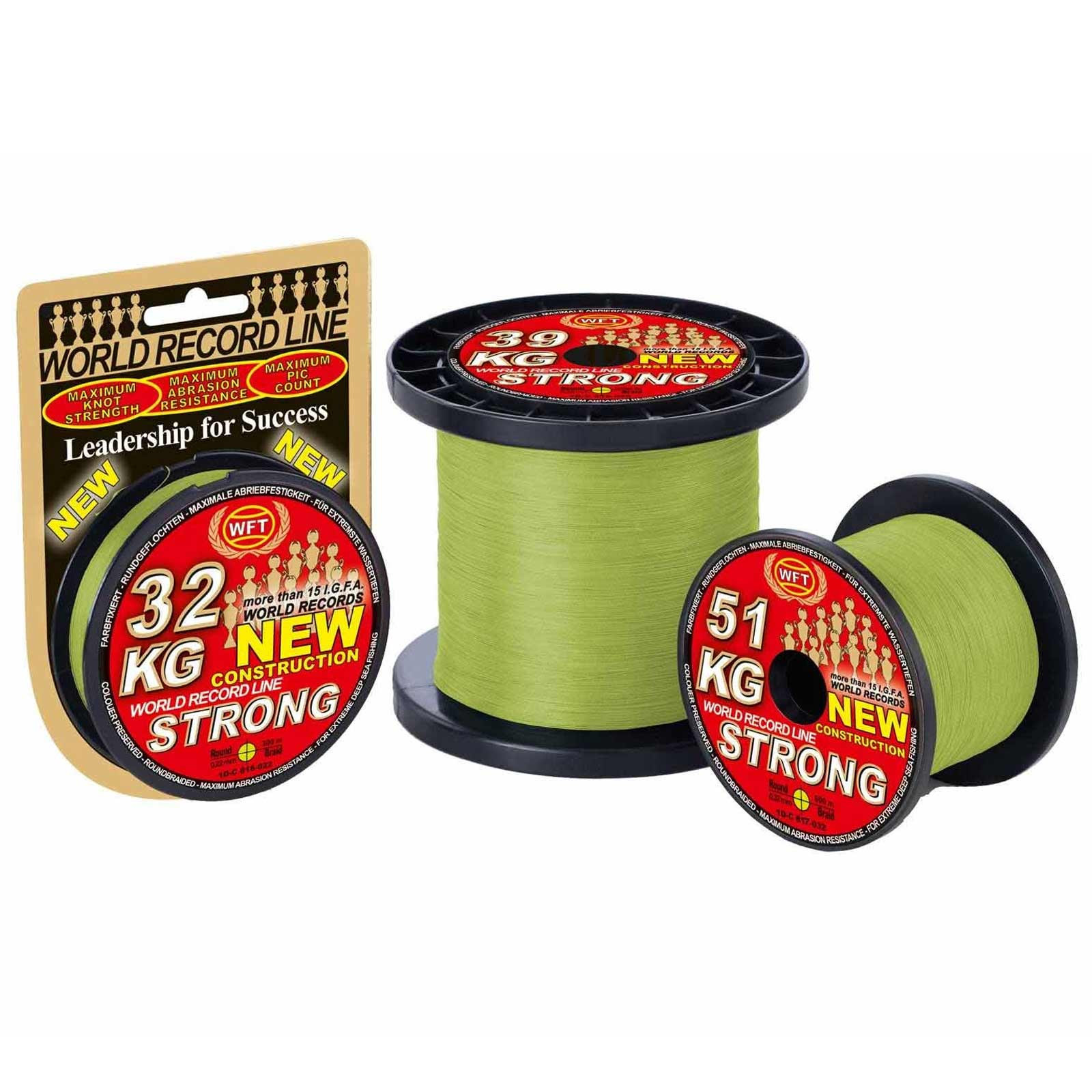 WFT KG Strong Chartreuse 10Kg 0,08 Geflochtene Angelschnur Meterware